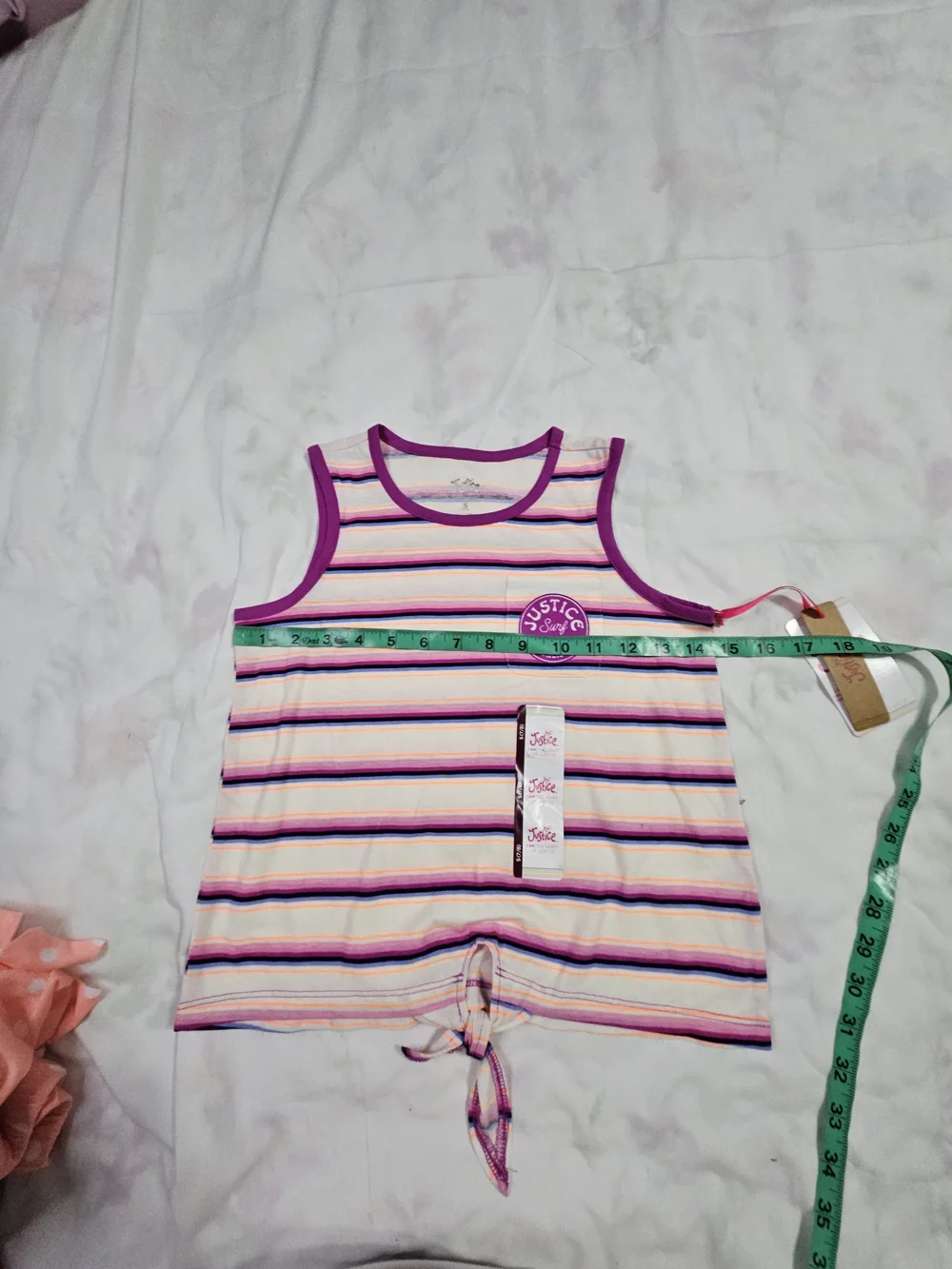 Justice Striped Tank Purple, Pink, Cream, Navy